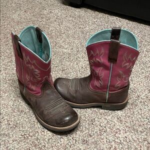 Ariat leather Pink and Brown Western Boots